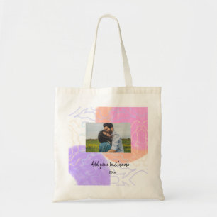 Bolsa Tote nome monograma de casal personalizado simples mini