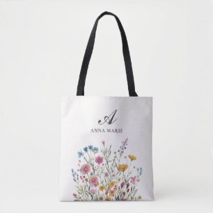 Bolsa Tote Nome Monograma Flor Silvestre Boho Chic