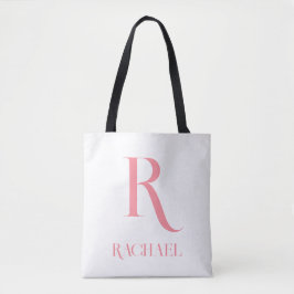 Bolsa Tote Nome Monograma Moderno Minimalista Elegante Rosa