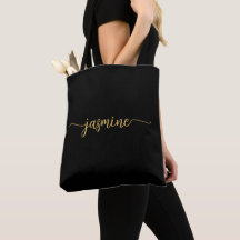 Nome Monograma Personalizado Preto Dourado Feminin