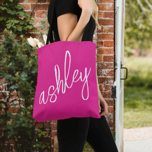 Bolsa Tote Nome Monograma Rosa Quente