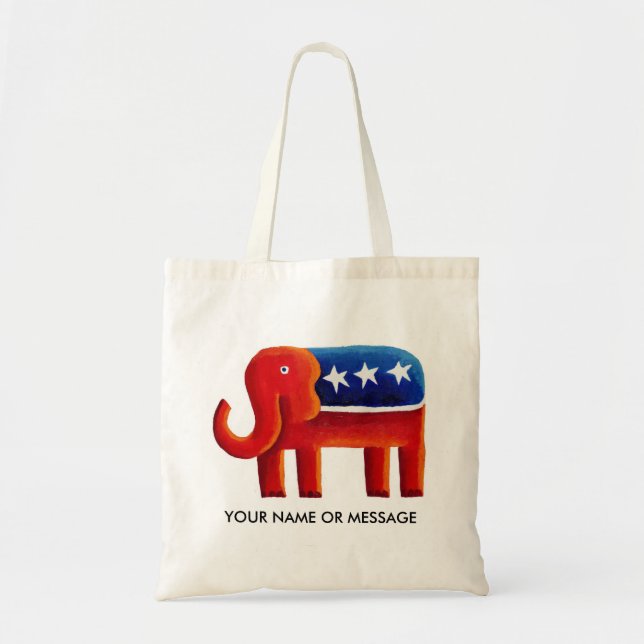 Bolsa Tote Nome Ou Mensagem Personalizada Do Elefante Republi (Frente)
