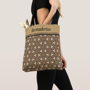 Bolsa Tote Nome Padrão Intral Castanho Tan Abstrato Floral