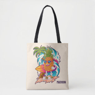 Bolsa Tote Nome Personalizado Abacaxi de Navegação