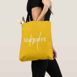 Bolsa Tote Nome personalizado amarelo moderno