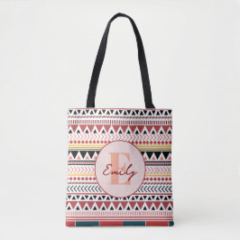 Bolsa Tote Nome Personalizado Aztec Elegance Quente Padrão Ét