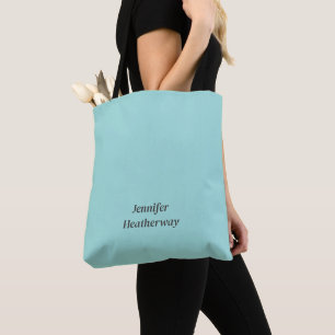 Bolsa Tote Nome personalizado azul aqua minimalista