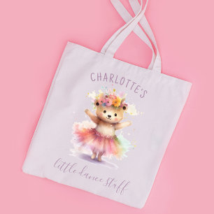 Bolsa Tote Nome Personalizado Ballerina Cute Aquarela