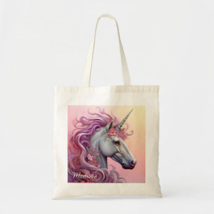 Bolsa Tote Nome Personalizado Belo Unicórnio
