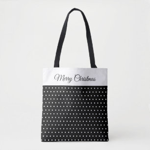 Bolsa Tote Nome Personalizado Bolinhas Preta e Branca