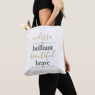Bolsa Tote Nome Personalizado Brilhante Belo Bravo