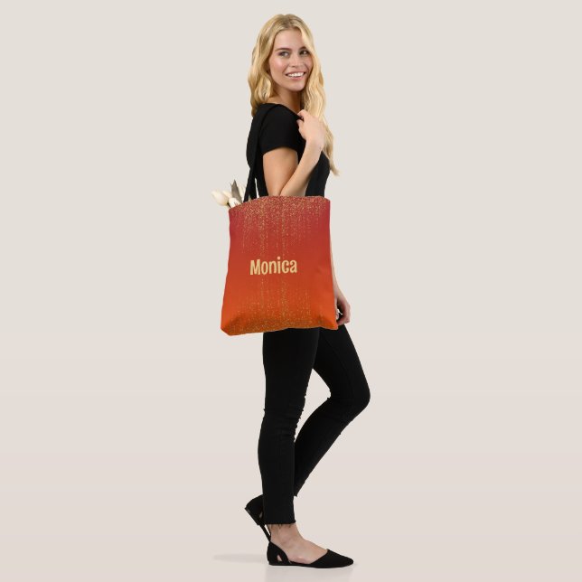 Bolsa Tote Nome personalizado brilho amarelo laranja elegante (No(a) Modelo)