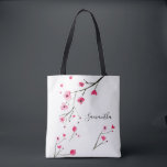 Bolsa Tote Nome personalizado Cana d'água Cherry Blossom<br><div class="desc">Celebre a amizade em estilo com este Saco de Tota de Aquicultura Personalizada Blossom-d-Água. Perfeito para madrinhas, melhores amigos, ou reuniões de classe, este elegante bolsa floral apresenta um design de cor d'água cereja florescente e pode ser personalizado com um nome. Uma bela e prática, este saco leve e durável...</div>