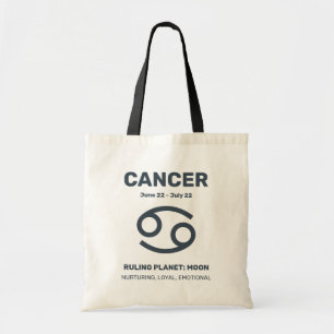 Bolsa Tote Nome Personalizado / Cancer de Sinal de Zodíaco de