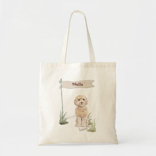 Bolsa Tote Nome Personalizado Cão-de-caule de Cockapoo