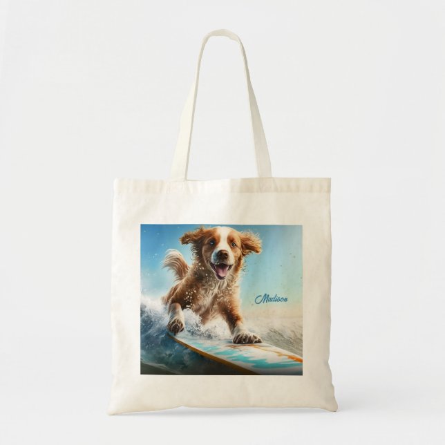 Bolsa Tote Nome Personalizado Cão de Navegação (Frente)