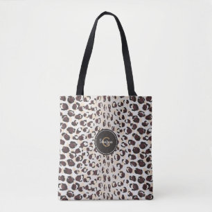 Bolsa Tote Nome Personalizado Cheetah Impressão Animal Padrão