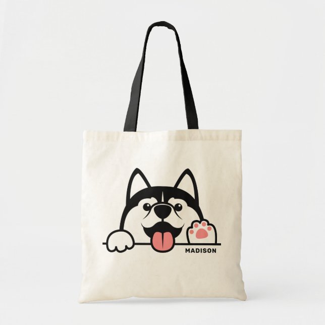 Bolsa Tote Nome Personalizado Cole Siberian Husky (Frente)