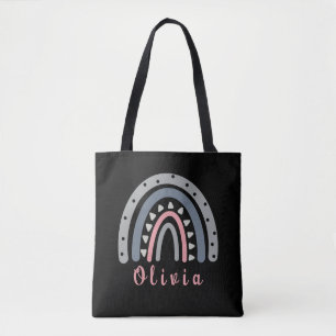 Bolsa Tote Nome Personalizado com Legal Boho Rainbow