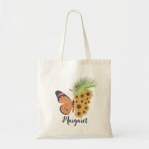 Bolsa Tote Nome Personalizado da Borboleta Amarela