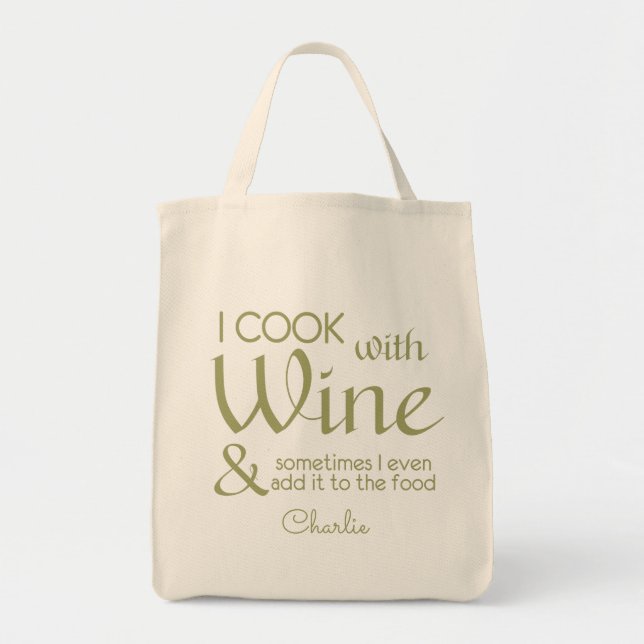 Bolsa Tote Nome personalizado da Cotação de Vinho Sacos de de (Frente)