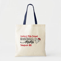 Nome Personalizado da Equipe Baseball Mama Tote Ba