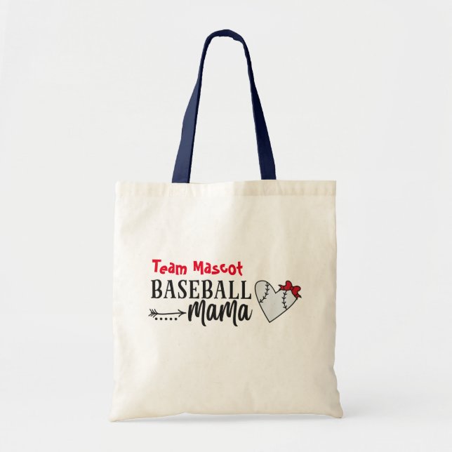 Bolsa Tote Nome Personalizado da Equipe Mama Baseball (Frente)
