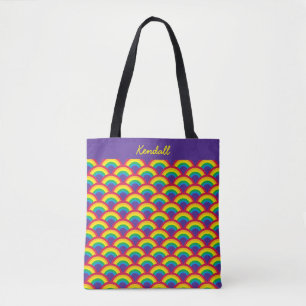 Bolsa Tote Nome Personalizado da Escala de Sereid do Arco-Ír