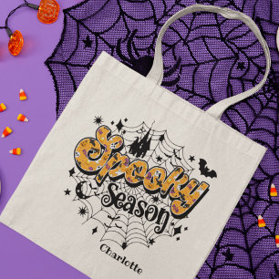 Bolsa Tote Nome Personalizado da Estação Moderna do Halloween