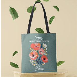 Bolsa Tote Nome Personalizado da Flor de Nascimento de Agosto