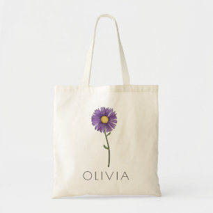 Bolsa Tote Nome Personalizado da Flor de Nascimento de Setemb