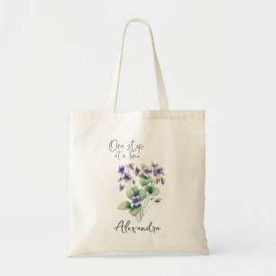 Bolsa Tote Nome Personalizado da Flor de Nascimento Violet Fe