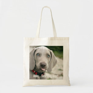 Bolsa Tote Nome personalizado da foto do cão de Weimaraner e