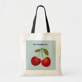 Bolsa Tote Nome Personalizado da Fruta de Cerejas Vermelhas