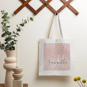 Bolsa Tote Nome Personalizado da Lista de Estilos Rosa Modern