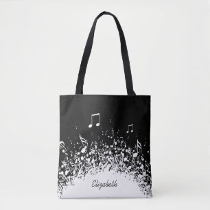 Bolsa Tote nome personalizado da música preto branco
