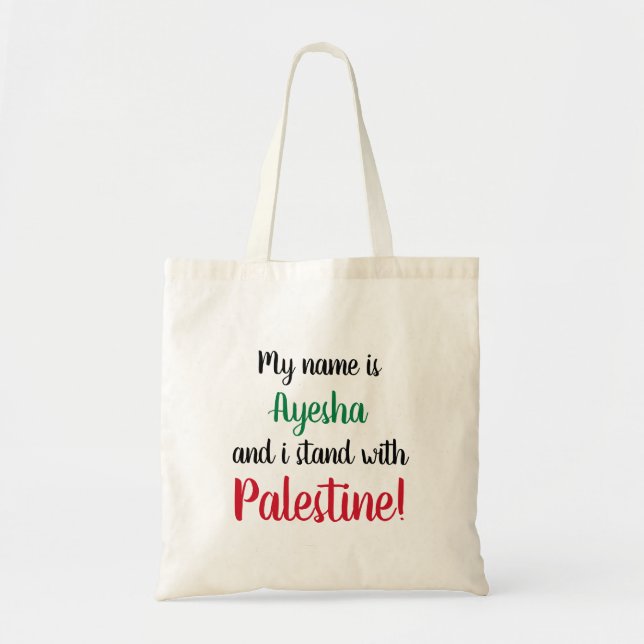 Bolsa Tote Nome Personalizado da Palestina Livre (Frente)