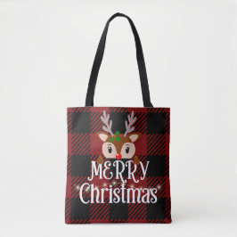Bolsa Tote Nome Personalizado da Reindeer da Feliz Christams