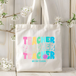 Bolsa Tote Nome Personalizado das Cores Modernas do Arco-Íris