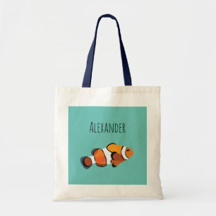 Bolsa Tote Nome Personalizado das Crianças de Peixes de Palha