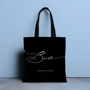 Bolsa Tote Nome Personalizado de Casamento de Script Elegante