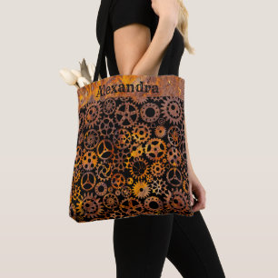 Bolsa Tote Nome personalizado de engrenagens enferrujadas sup