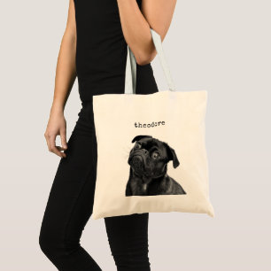 Bolsa Tote Nome Personalizado de Foto do Cão de Pet