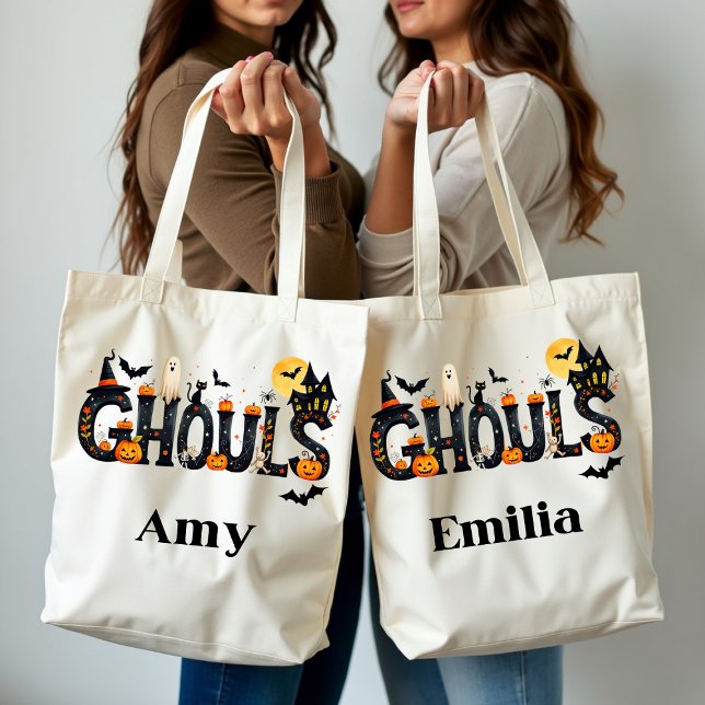 Bolsa Tote Nome Personalizado de "Ghouls" Spooky Halloween (Criador carregado)