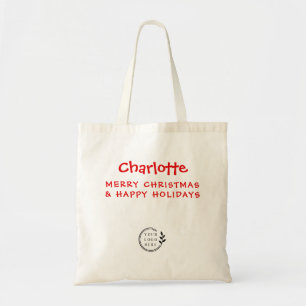 Bolsa Tote Nome personalizado de Natal Empresa Logotipo Comer