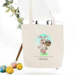 Bolsa Tote Nome Personalizado de Ovos de Páscoa de Coelho Coe
