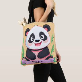 Bolsa Tote Nome Personalizado de Panda de Bebê