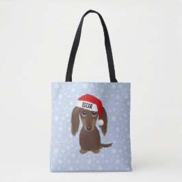 Bolsa Tote Nome Personalizado de Papais noeis Dachshund de Ch
