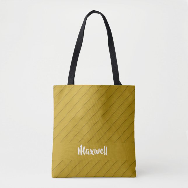 Bolsa Tote Nome personalizado de plástico diagonal castanho t (Frente)