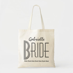 Bolsa Tote Nome personalizado de preto e Cinza V13A